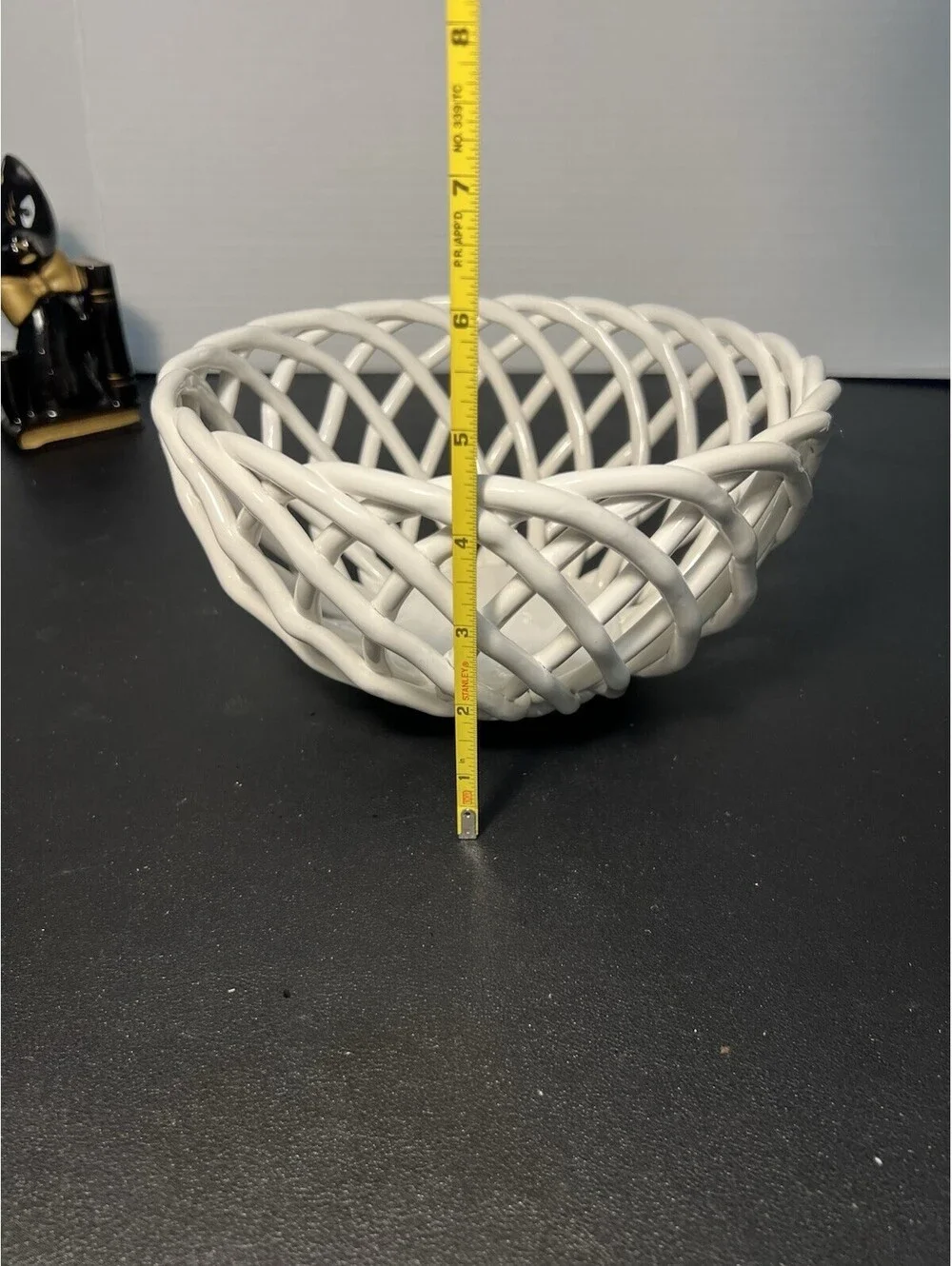 Arlington Designs 2000s Serving Bowl White Woven Lattice Ceramic, 8.5x4.5